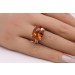 Citrinring Gold 375 9K honiggelber Edelstein 12.2ct Brillanten 0.14ct
