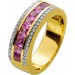 Saphirring Gold 585 14K rosa Edelsteine 2.5ct Brillanten 0.30ct