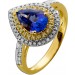 Tansanit Ring Gold 585 14K blauer Edelstein 2.2ct gelbe weiße Brillanten 0.85ct
