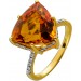 Citrinring Gold 375 9K goldgelber Edelstein 10.7ct Diamanten 0.20ct