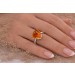 Citrinring Gold 375 9K goldgelber Edelstein 10.7ct Diamanten 0.20ct