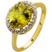 Peridotring Gold 375 9K grüner Edelstein 3ct Brillanten 0.24ct