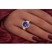 Tansanitring Gold 585 14K blauer Zoisit Edelstein 6ct Brillanten 0.35ct