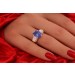 Tansanitring AAAA Gold 585 14K blauer Edelstein 3.5ct Diamanten 2.7ct