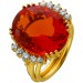 Feueropal Ring Gold 18K 750 orangener Opal 11ct. Brillanten 0.5ct.