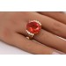 Feueropal Ring Gold 18K 750 orangener Opal 11ct. Brillanten 0.5ct.
