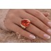 Feueropal Ring Gold 18K 750 orangener Opal 11ct. Brillanten 0.5ct.