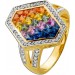 Saphirring Rainbow Gold 585 14K Saphire 3.2ct. Brillanten 0.75ct.