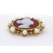 Achatgemme Anstecknadel Gold 585 14K Akoyaperlen Diamanten Antikschmuck