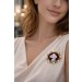Achatgemme Anstecknadel Gold 585 14K Akoyaperlen Diamanten Antikschmuck