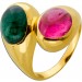 Turmalin Ring Gold 750 18K pink grüne Edelsteine 15.6ct Antikschmuck
