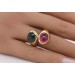 Turmalin Ring Gold 750 18K pink grüne Edelsteine 15.6ct Antikschmuck