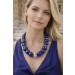 Lapislazuli Kette Silber 925 azurblaue Edelsteine 1800ct. Antikschmuck