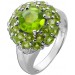 Peridot Ring Weißgold 375 9K grüne Edelsteine 10ct Brillanten 0.20ct 