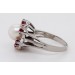 Perlenring Weissgold 585 14K Akoyaperle rote Rubine 0.72ct Antikschmuck