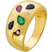 Edelsteinring Gold 585 14K Rubin blaue Saphire Smaragd Brillanten