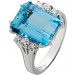 Aquamarinring Weißgold 750 18K blauer Edelstein Brillanten 0.35ct 