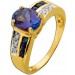 Saphirring Gold 585 14K blauer Tansanit Edelstein Diamanten 0.06ct