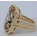 Rubinring Gold 750 18K Brillanten 0.45ct rote Rubine Antikschmuck