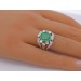 Smaragdring Weißgold 750 18K grüner Edelstein Diamanten Antikschmuck