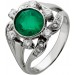 Smaragdring Weißgold 750 18K grüner Edelstein Diamanten Antikschmuck