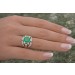 Smaragdring Weißgold 750 18K grüner Edelstein Diamanten Antikschmuck