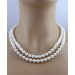 Perlenkette 8mm Weißgold 750 Saphir Diamanten 2 reihig Akoyaperlen