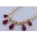 Perlenkette 39cm Akoyaperlen rote Rubine Gold 585 Antikschmuck