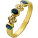 Saphirring Gold 585 14K blaue Edelsteine 0.45ct Brillanten 0.08ct