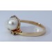 Perlenring Gold 585 14K Brillanten 0.35ct. Akoyaperlen 8.1mm