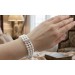 Perlen Armband Weißgold 585 Akoyaperlen rote Rubine Antikschmuck