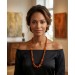Bernsteinkette cognac-braune Edelsteine Antikschmuck 