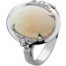 Opal Ring Weißgold 750 18K orange weißer Edelstein Diamanten Antikschmuck 