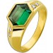 Turmalin Ring Gold 585 14K grüner Edelstein Brillanten 0.12ct