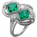 Turmalinring Weißgold 585 14K grüne Edelsteine Brillanten Antikschmuck