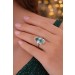Turmalinring Weißgold 585 14K grüne Edelsteine Brillanten Antikschmuck