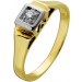 Solitärring Gold 585 14K Brillant 0.04ct Antikschmuck