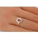 Rubinring Gold 585 rote Edelsteine Diamanten 0.04ct Antikschmuck