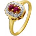 Rubinring Gold 585 rote Edelsteine Diamanten 0.04ct Antikschmuck