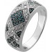 Diamantring Silber 925  54 blaue weisse Diamanten 0.30ct