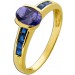 Tansanitring Gold 375 9K lila Tansanit blaue Saphire Antikschmuck