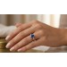 Saphirring Weißgold 750 18K blauer synth. Saphir 3ct Brillanten 0.15ct