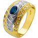Saphirring Gold 750 18K blauer Saphir Diamanten 0.64ct Antikschmuck