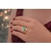 Smaragdring Gold 585 14K grüne Smaragde Brillanten 0.20ct Antikschmuck