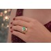Smaragdring Gold 585 14K grüne Smaragde Brillanten 0.20ct Antikschmuck