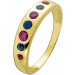 Rubinring Gelbgold 585 14K rote Rubine blaue Saphire 0.70ct.
