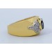 Saphirring Gelbgold 18k 750 blauer Saphir 0.30ct Diamanten 0.10ct