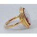 Gemmen Ring Gold 750 18K brauner Achat Frauenkopfbüste Antikschmuck