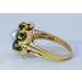 Perlenring Gelbgold 333 8K Akoyaperle grüne Aventurin Edelsteine Antikschmuck