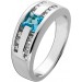 Aquamarinring Weißgold 585 14K himmelblauer Aquamarin Brillanten 0.18ct